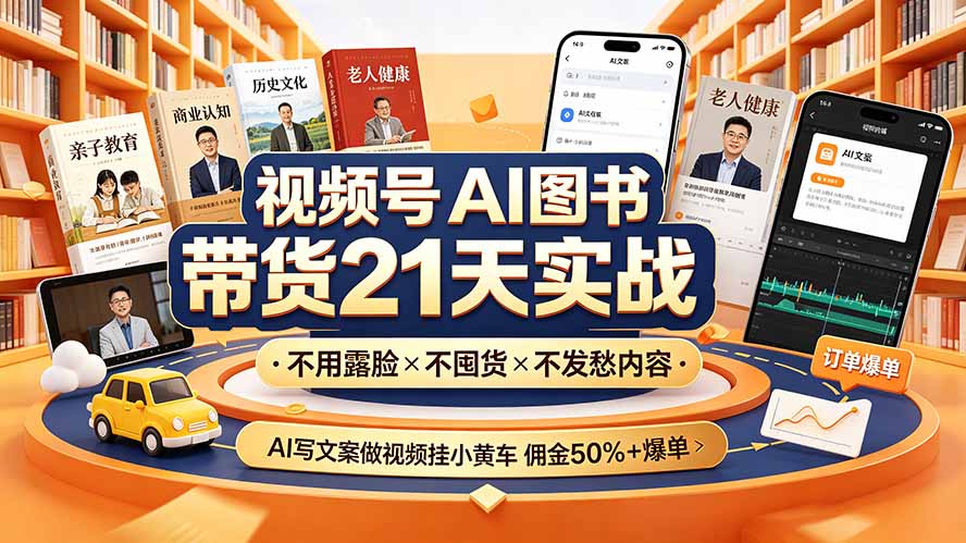 AI图书带货：21天实战，不用露脸不囤货，佣金50%+爆单 - 创享网-创享网