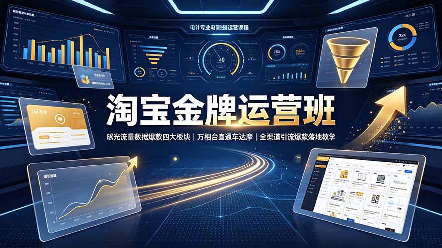 淘宝金牌运营班：曝光·流量·数据·爆款四大板块，万相台直通车达摩全链路落地 - 创享网-创享网