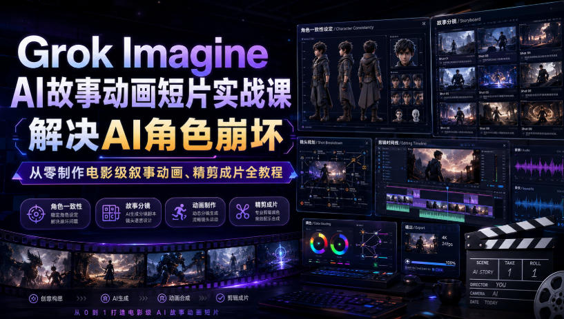 Grok Imagine动画短片实战，解决AI角色崩坏从零制作电影级叙事动画 - 创享网-创享网