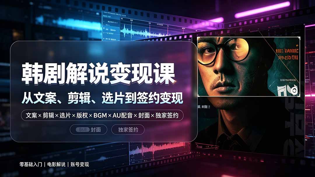 270W粉博主亲授韩剧解说:文案×剪辑×签约变现,零基础到爆款全攻略-创享网