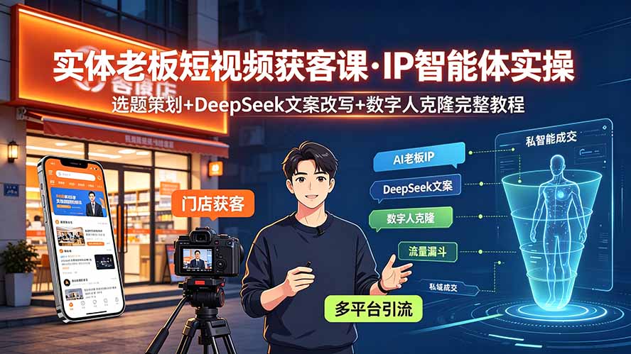 实体老板AI短视频获客,IP智能体+DeepSeek改写+数字人克隆-创享网