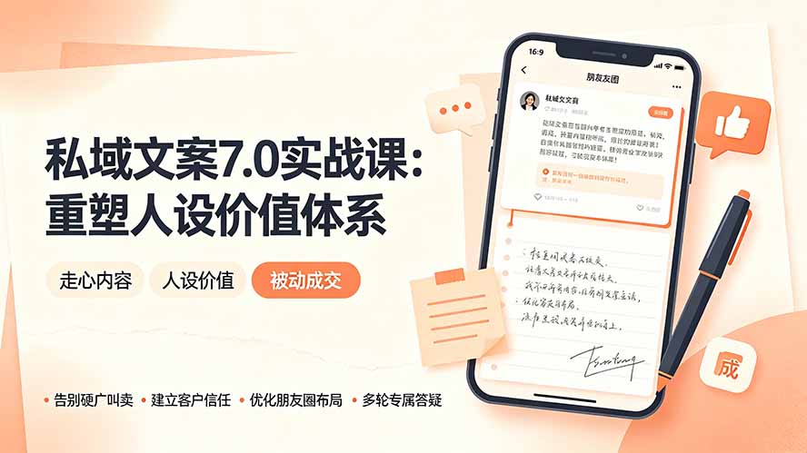 私域文案实战课7.0，重塑人设走心内容告别硬广实现被动成交-创享网