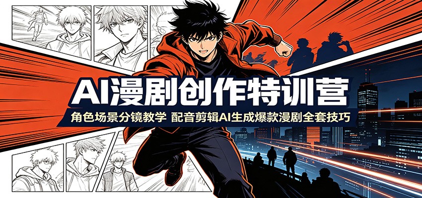AI漫剧创作特训营：角色场景分镜+配音剪辑，全流程产出爆款漫剧 - 创享网-创享网