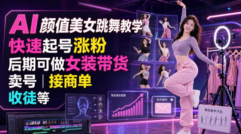 AI颜值美女跳舞教学，无需真人出镜快速起号，多种变现路径打通 - 创享网-创享网