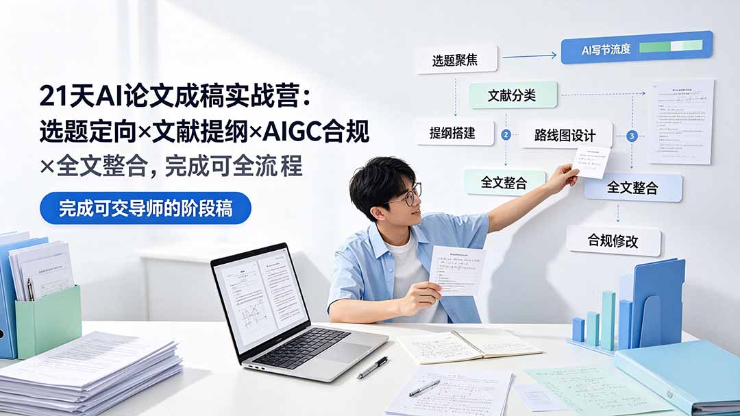 21天AI论文成稿实战营，选题定向×文献提纲×AIGC合规×全文整合完成可交导师阶段稿-创享网