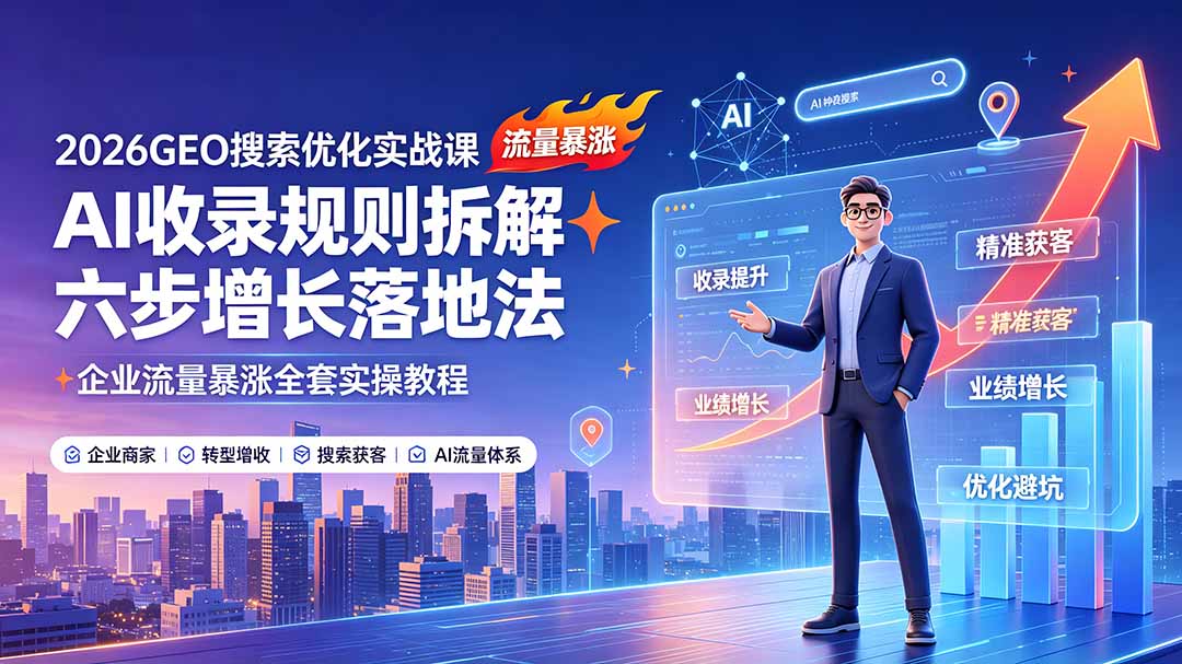 2026GEO搜索优化实战课，AI收录规则拆解+六步增长落地+企业流量暴涨 - 创享网-创享网