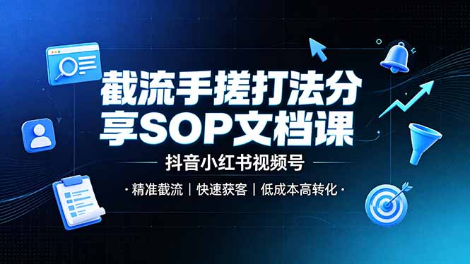 三平台截流手搓SOP全套课｜抖音小红书视频号精准引流，低成本手搓获客高效转化 - 创享网-创享网