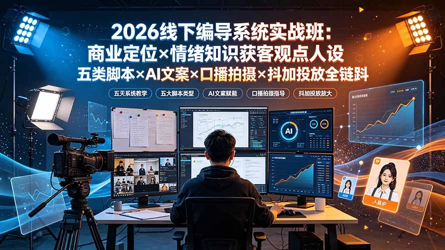 2026线下编导实战：商业定位×五类脚本×IP打造×投放全链路-创享网