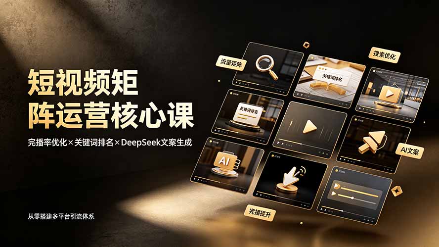 短视频矩阵核心运营,完播率优化+关键词排名+DeepSeek文案-创享网