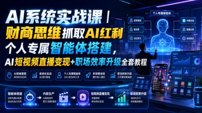 AI系统实战课，财商思维+智能体搭建+短视频变现全链路 - 创享网-创享网