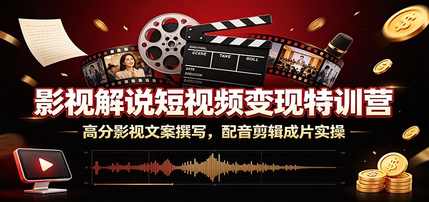 影视解说短视频变现特训营｜高分爆款文案+配音剪辑全套实操，零基础独立产出变现解说片 - 创享网-创享网