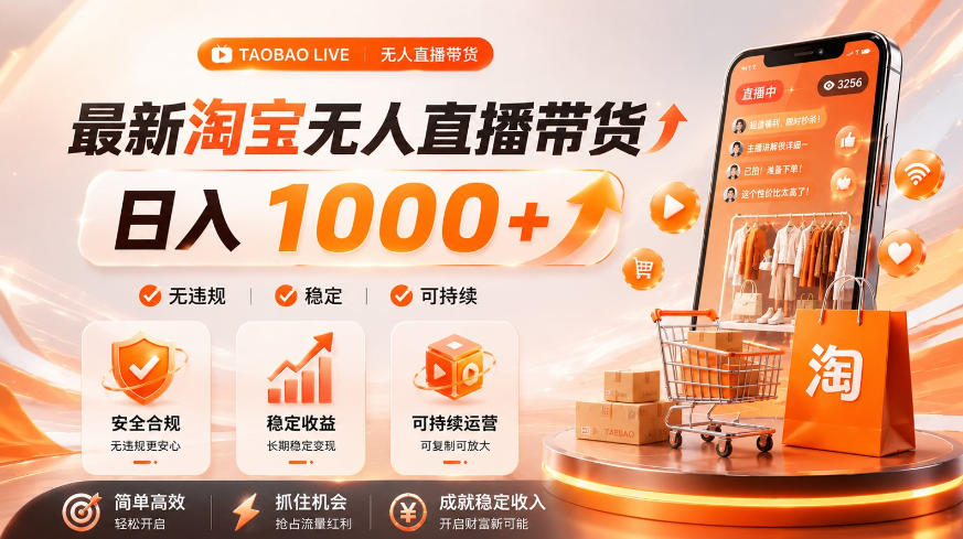 淘宝无人直播实操拆解，单设备日入1k+普通人的合规变现蓝海 - 创享网-创享网