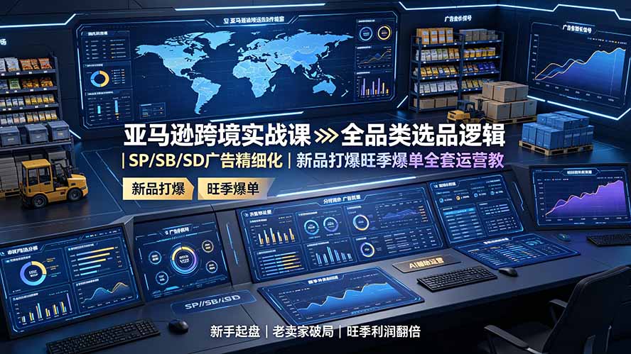 亚马逊跨境实战课，全品类选品逻辑+SP/SB/SD广告精细化+新品打爆旺季爆单全教程-创享网