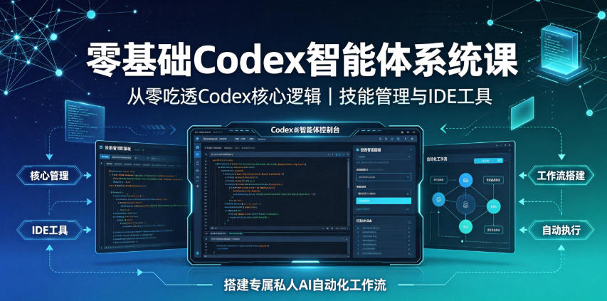 零基础Codex智能体系统课，从零吃透核心逻辑+技能管理+IDE工具，搭建专属私人AI自动化工作流-创享网