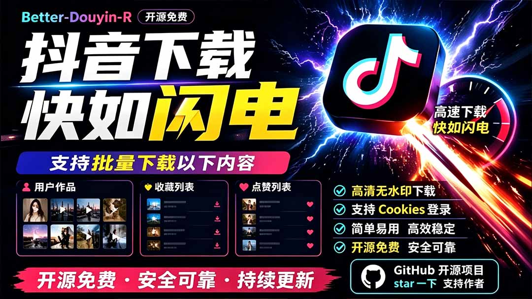 图片[2]-Better-douyin-R：开源免费，抖音下载快如闪电，支持批量收藏点赞列表 - 创享网-创享网