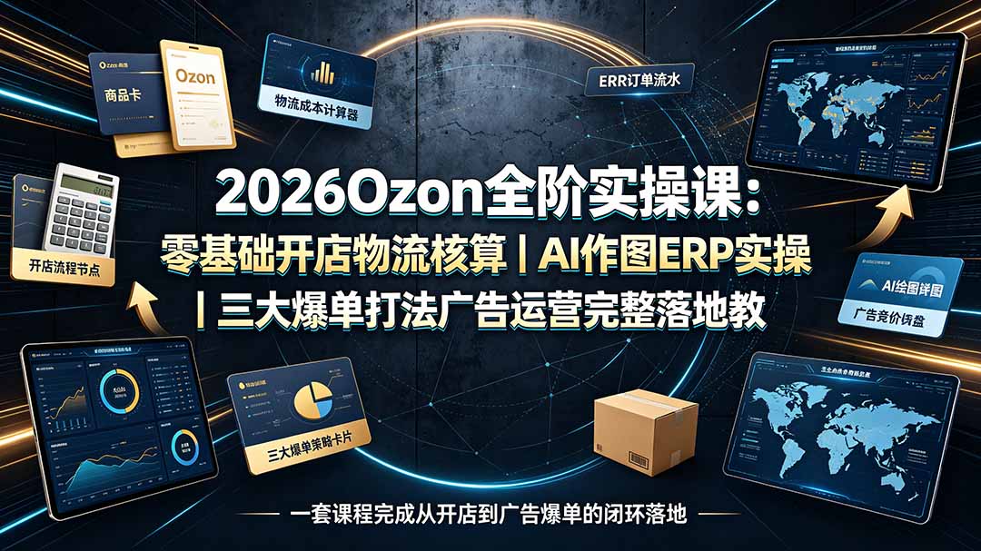 2026 Ozon全阶实操：零基础开店·AI作图·三大爆单打法落地 - 创享网-创享网