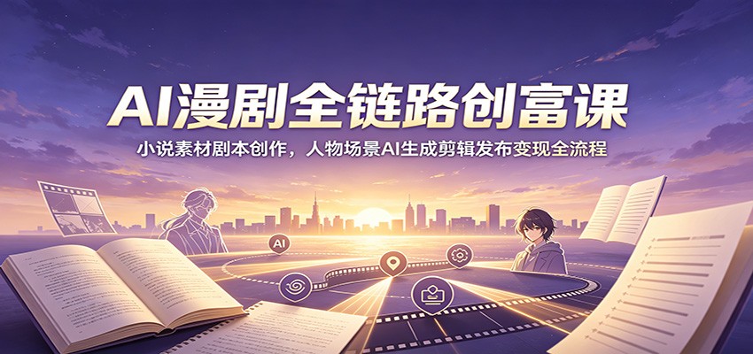 AI漫剧全链路创富课｜小说素材剧本创作、AI人物场景生成剪辑发布，完整商业化变现闭环教学 - 创享网-创享网