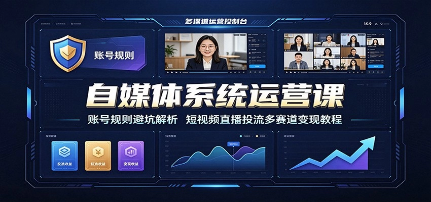 自媒体系统运营课：账号规则×短视频×直播投流×多赛道变现全流程-创享网
