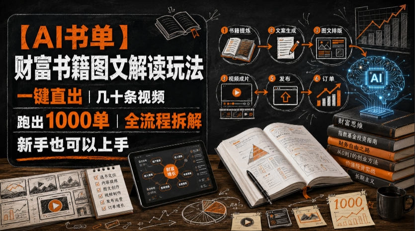 AI书单财富图文解读，一键直出几十条视频跑出1000单-创享网