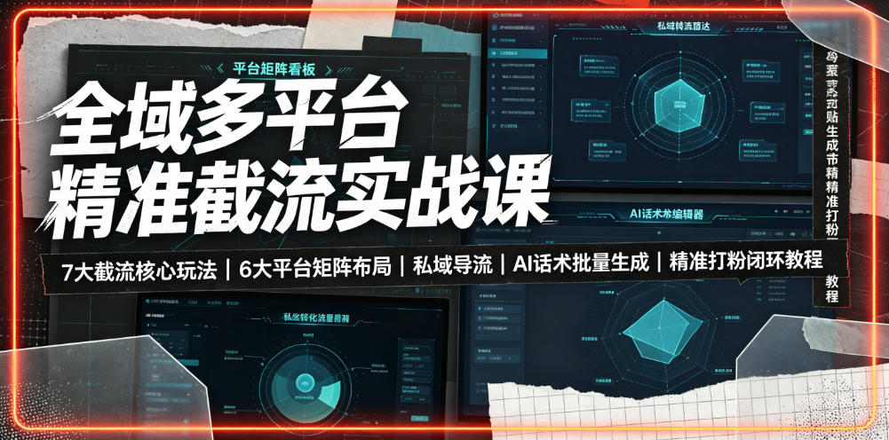 全域多平台精准截流实战，7大核心玩法+6大平台矩阵布局+AI话术批量生成，精准打粉私域闭环-创享网