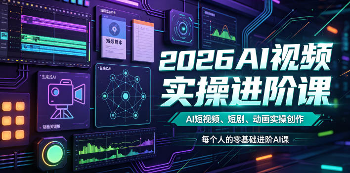 2026 AI视频实操进阶，短视频+短剧+动画全流程创作，零基础进阶每个人的AI视频课-创享网