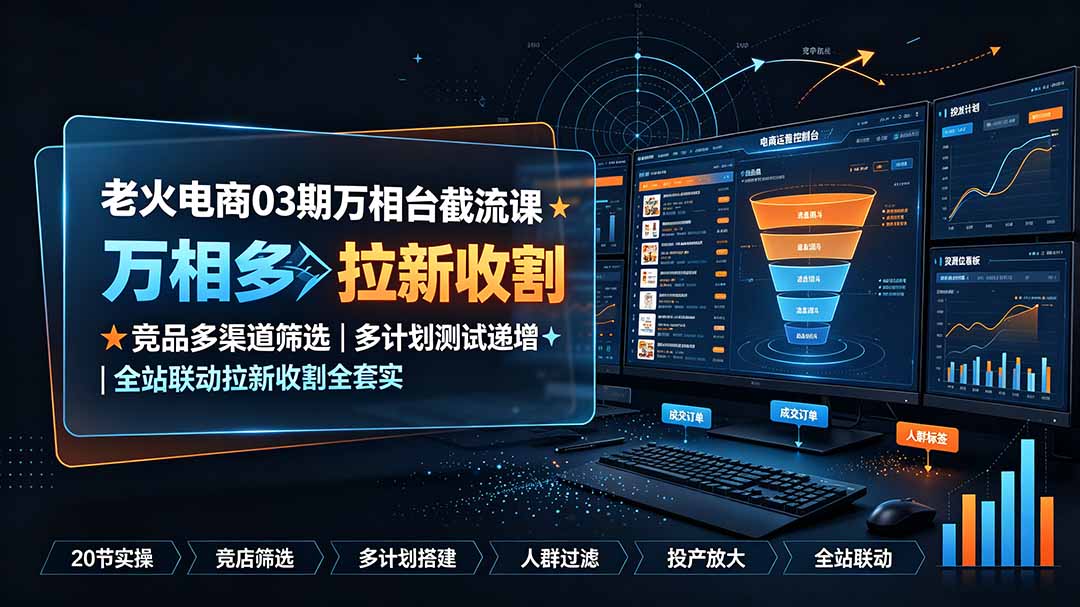 万相台截流课:竞品筛选·多计划测试·全站联动拉新收割全套实操-创享网