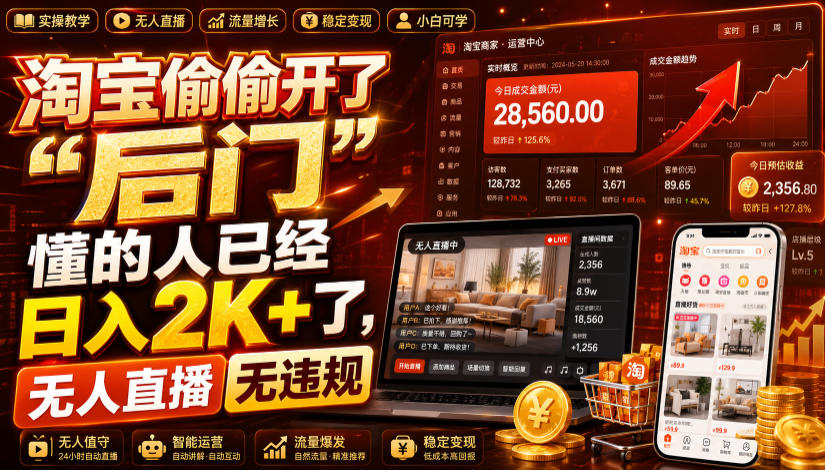 淘宝无人直播拆解，一台电脑24小时线上门店单号日入2K+ - 创享网-创享网