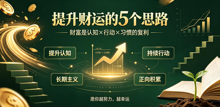 提升财运的5个核心思路，财富是认知×行动×习惯的复利，越努力越幸运 - 创享网-创享网