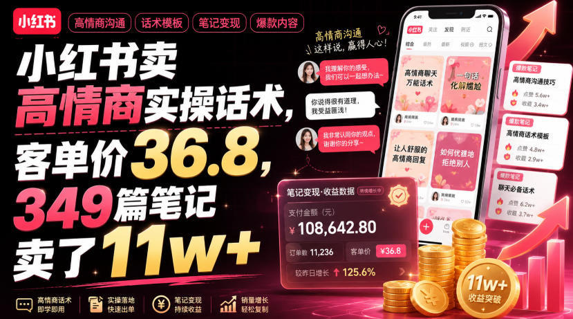 小红书高情商话术变现：客单价36.8，349篇笔记卖出11万+ - 创享网-创享网