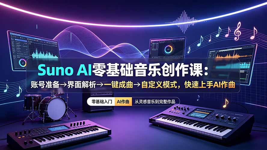Suno AI零基础音乐创作,一键成曲+自定义模式+人声克隆-创享网
