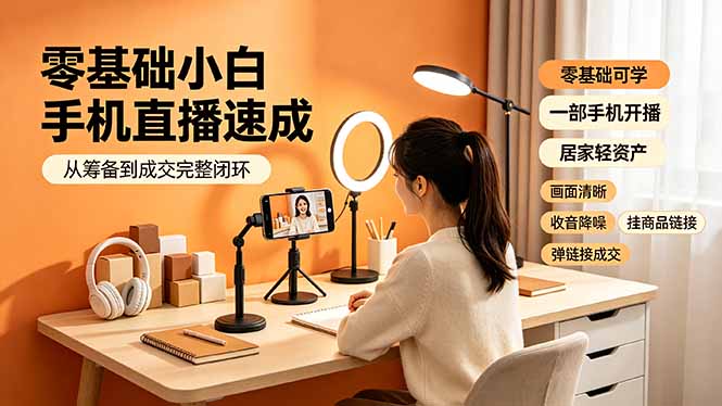 零基础手机直播速成，从筹备到成交完整闭环，解决杂音卡顿留人难题 - 创享网-创享网