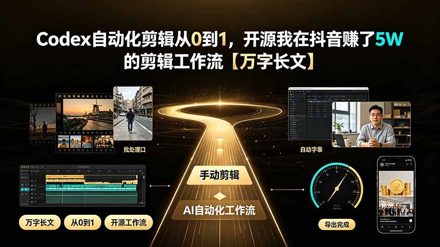 Codex自动化剪辑从0到1：开源我在抖音赚了5W的剪辑工作流 - 创享网-创享网