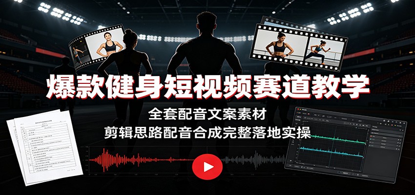 健身短视频爆款教学：配音文案素材全套配齐，剪辑合成直接上手-创享网