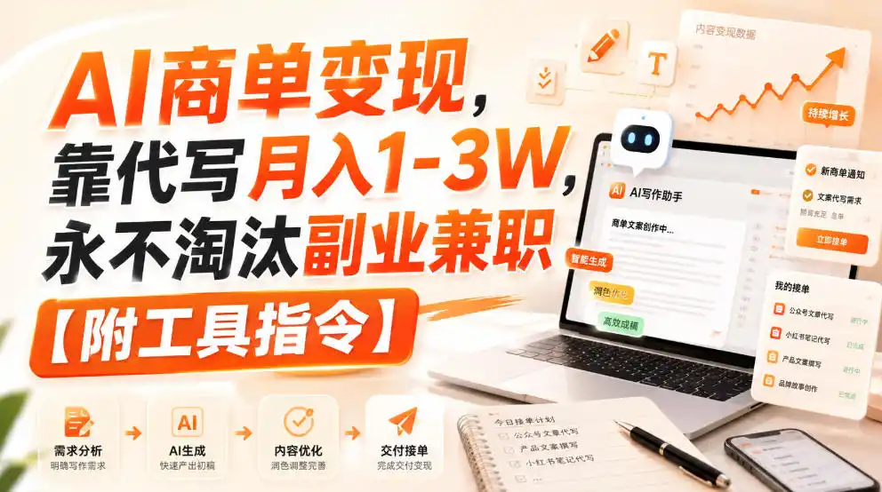 AI商单变现，靠代写月入1-3W，永不淘汰副业兼职【附工具指令】【揭秘】-创享网