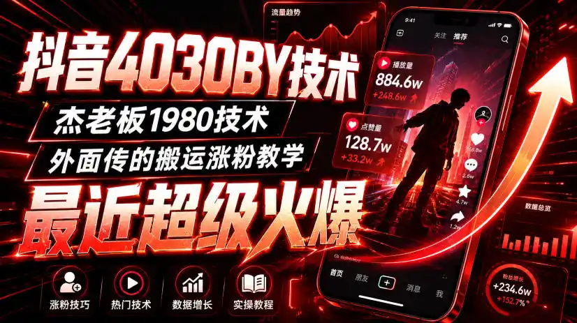 抖音4030搬运技术，杰老板1980技术，外面传的搬运涨粉教学，最近超级火爆！-创享网