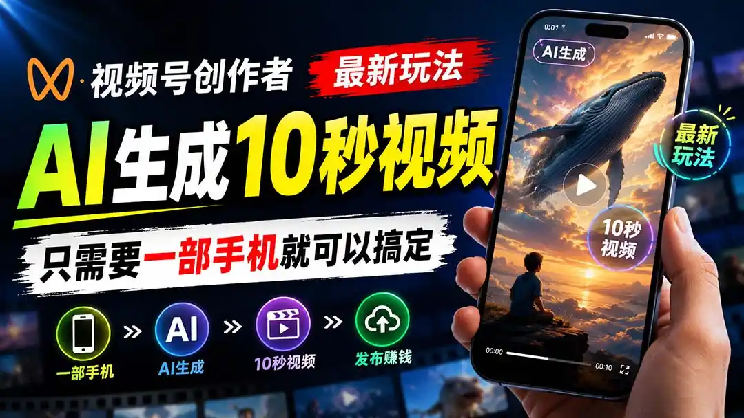视频号创作者最新玩法，AI生成10秒视频，只需要一部手机就可以搞定-创享网