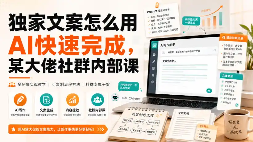 独家文案怎么用AI快速完成，某大佬社群内部课-创享网
