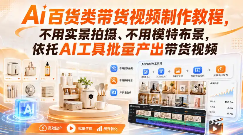 Ai百货类带货视频制作教程，不用实景拍摄、不用模特布景，依托AI工具批量产出带货视频 - 创享网-创享网
