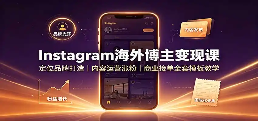 Instagram海外博主变现课：定位品牌打造，内容运营涨粉，商业接单全套模板教学-创享网