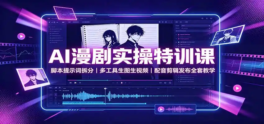 AI漫剧实操特训课：脚本提示词拆分，多工具生图生视频，配音剪辑发布全套教学-创享网