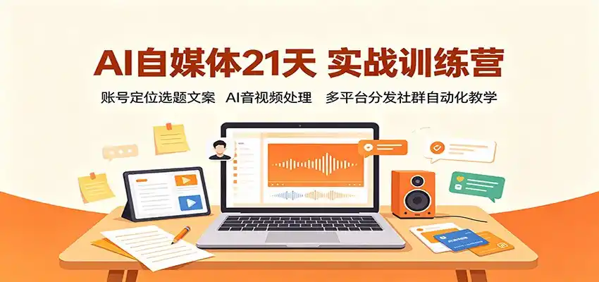 AI自媒体21天实战训练营：账号定位选题文案，AI音视频处理，多平台分发社群自动化教学-创享网