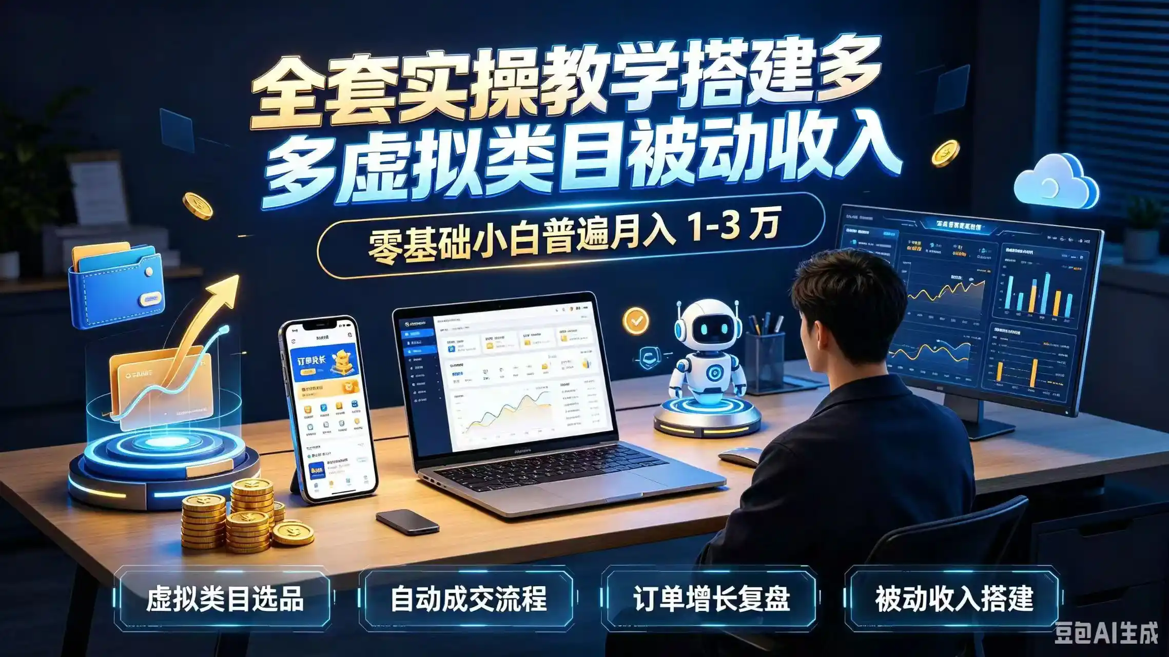 全套实操教学搭建多多虚拟类目被动收入，零基础小白普遍月入 1-3 万-创享网