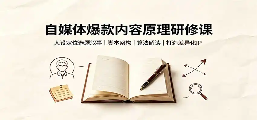 自媒体爆款内容原理研修课：人设定位选题叙事，脚本架构，算法解读打造差异化IP-创享网
