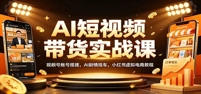 AI短视频带货实战课：视频号账号搭建，AI剧情挂车，小红书虚拟电商教程-创享网