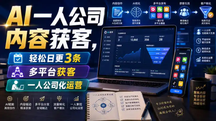 AI一人公司内容获客，轻松日更3条，多平台获客，一人公司化运营(更新0827)-创享网