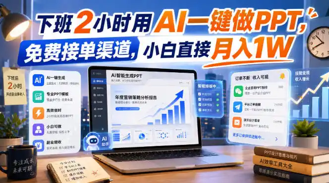 下班2小时用AI一键做PPT，免费接单渠道，小白直接月入1W【揭秘】-创享网