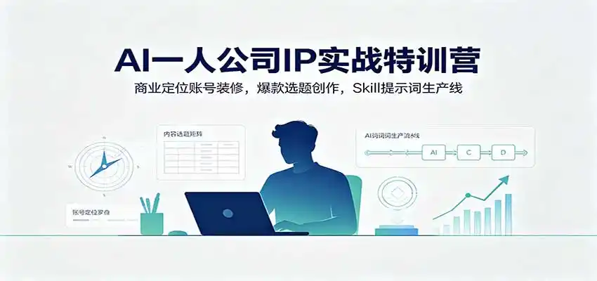 AI一人公司IP实战特训营：商业定位账号装修，爆款选题创作，Skill提示词生产线-创享网