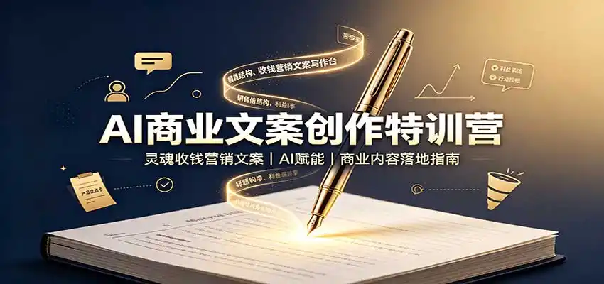AI商业文案创作特训营：灵魂收钱营销文案，AI赋能，商业内容落地指南-创享网