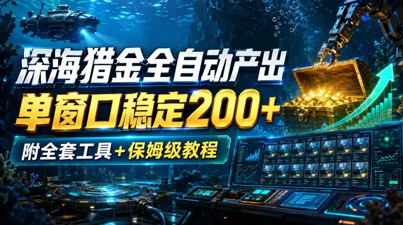深海猎金全自动产出，单窗口稳定200+，附全套工具+保姆级教程【揭秘】-创享网