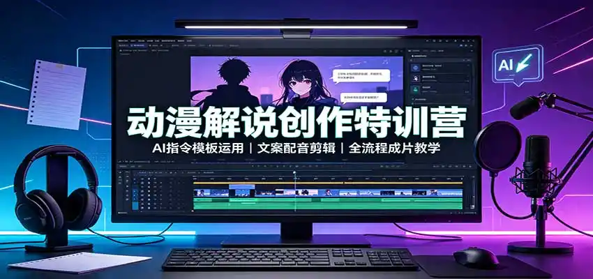 动漫解说创作特训营：AI指令模板运用，文案配音剪辑，全流程成片教学 - 创享网-创享网